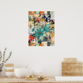 Vet Kleurrijke Boho Floral Butterfly Abstracte Kun Poster (Keuken)
