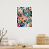 Vet Kleurrijke Boho Floral Butterfly Abstracte Kun Poster (Keuken)