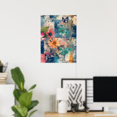 Vet Kleurrijke Boho Floral Butterfly Abstracte Kun Poster (Thuiskantoor)