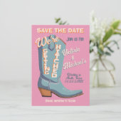 Vet Kleurrijke Cowboy Western Save the Date Boot Kaart (Staand voorkant)