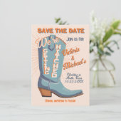 Vet Kleurrijke Cowboy Western Save the Date Boot Kaart (Staand voorkant)