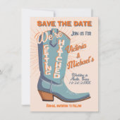 Vet Kleurrijke Cowboy Western Save the Date Boot Kaart (Voorkant)
