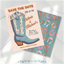 Vet Kleurrijke Cowboy Western Save the Date Boot