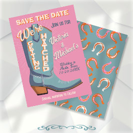Vet Kleurrijke Cowboy Western Save the Date Boot Kaart