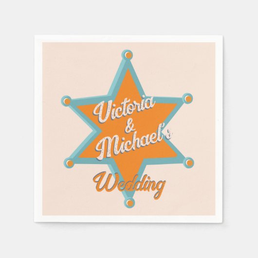 Vet Kleurrijke Cowboy Western Sheriff's Badge Servet (Voorkant)