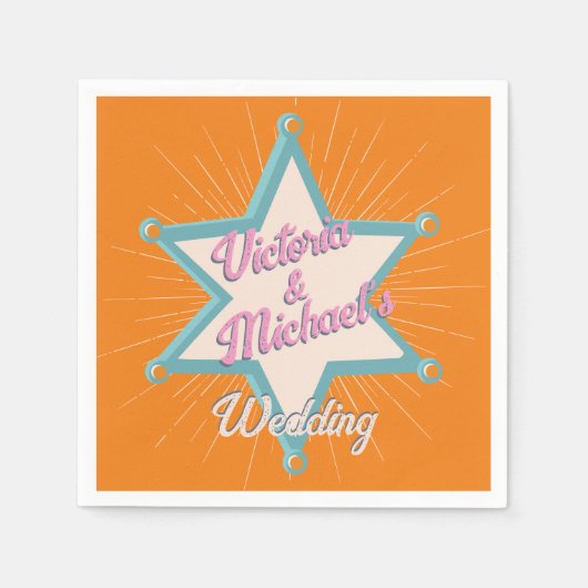 Vet Kleurrijke Cowboy Western Sheriff's Badge Servet (Voorkant)