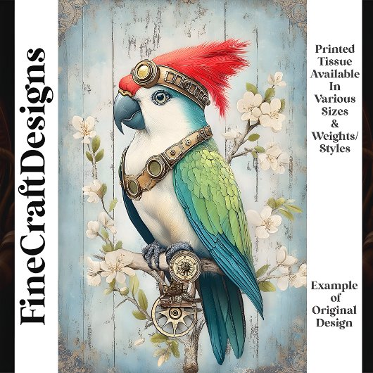 Vet Kleurrijke Fantasy Bird Parrot J8L Decoupage Tissuepapier