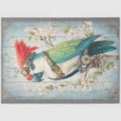 Vet Kleurrijke Fantasy Bird Parrot J8L Decoupage Tissuepapier (Voorkant)