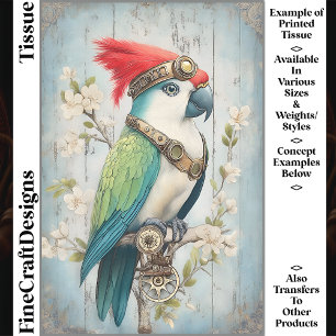 Vet Kleurrijke Fantasy Bird Parrot J8R Decoupage Tissuepapier