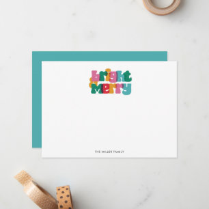 Vet Kleurrijke Heldere Merry Monogram Note Kaart Notitiekaartje