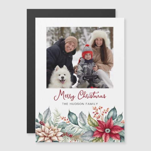 Vet Kleurrijke Kerstmis Poinsettias Familie Foto (Voorkant / Achterkant)