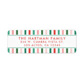 Vet kleurrijke kerststrepen Moderne terugkeer Etiket (Voorkant)