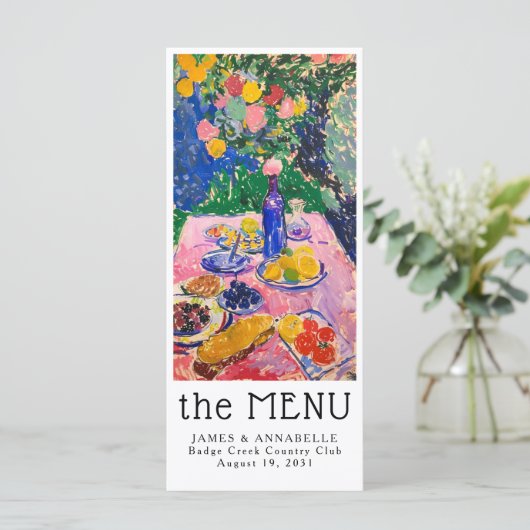 Vet Kleurrijke Maximalistische Abstracte Zomer Huw Menu (Staand voorkant)