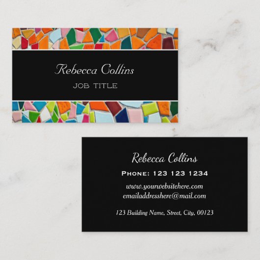 Vet kleurrijke mozaïektegels visitekaartje (Voorkant / Achterkant)