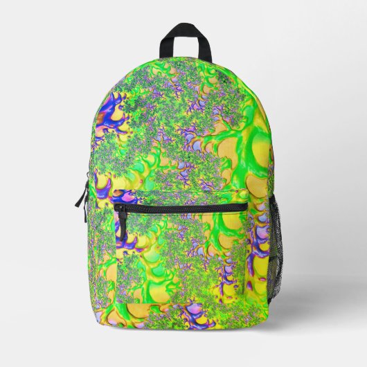 Vet Kleurrijke Psychedelic Funky Acid Trip Fractal Bedrukte Rugzak (Voorkant)