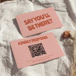 Vet Kleurrijke Retro Bright Unieke QR Code Huwelij RSVP Kaartje