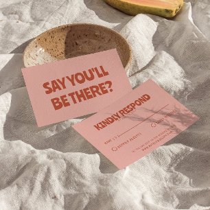 Vet Kleurrijke Retro Fun Heldere Unieke Huwelijk RSVP Kaartje