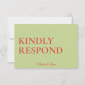 Vet Kleurrijke Retro Funky Moderne Heldere Bruilof RSVP Kaartje (Achterkant)