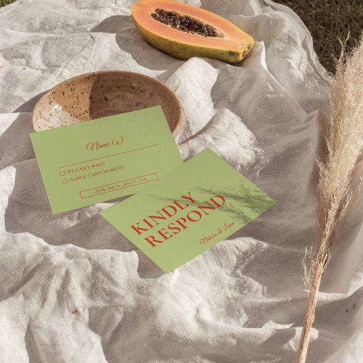 Vet Kleurrijke Retro Funky Moderne Heldere Bruilof RSVP Kaartje