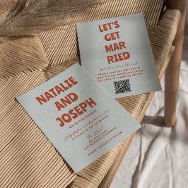 Vet Kleurrijke Retro Funky Unieke QR Code Huwelijk Kaart