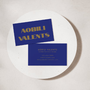 Vet Kleurrijke Retro Typografie Blauw Goud Creatie Visitekaartje