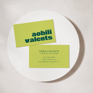 Vet Kleurrijke Retro Typografie Chartreuse Geel Visitekaartje
