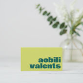 Vet Kleurrijke Retro Typografie Chartreuse Geel Visitekaartje (Staand voorkant)