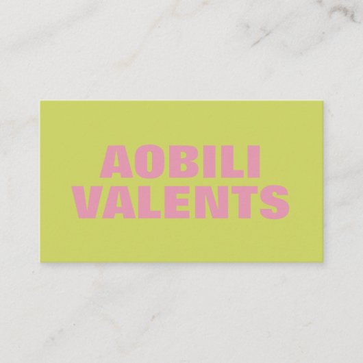 Vet Kleurrijke Retro Typografie Chartreuse Roze Visitekaartje (Voorkant)