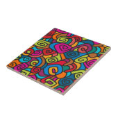 Vet Kleurrijke Swirly Design Tegel Tegeltje (Zijkant)