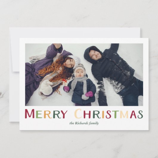 Vet Kleurrijke traditionele Vrolijke Kerstfoto Feestdagenkaart (Voorkant)