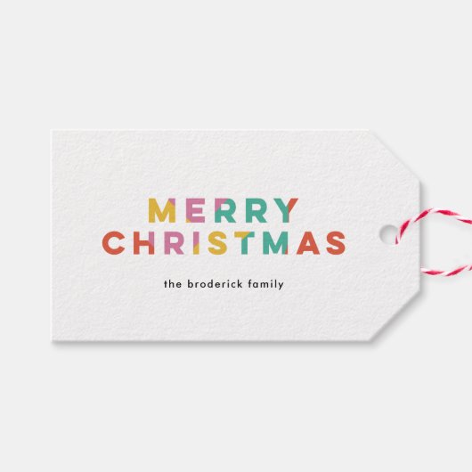 Vet Kleurrijke Vrolijke Kerstmis Cadeaulabel (Voorkant (Horizontaal))