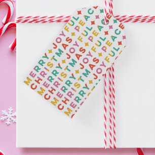Vet Kleurrijke Vrolijke Kerstmis Cadeaulabel