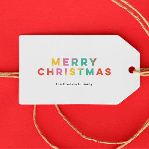 Vet Kleurrijke Vrolijke Kerstmis Cadeaulabel