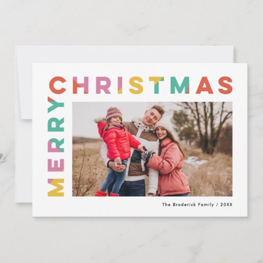 Vet Kleurrijke Vrolijke Kerstmisfoto Feestdagenkaart (Voorkant)