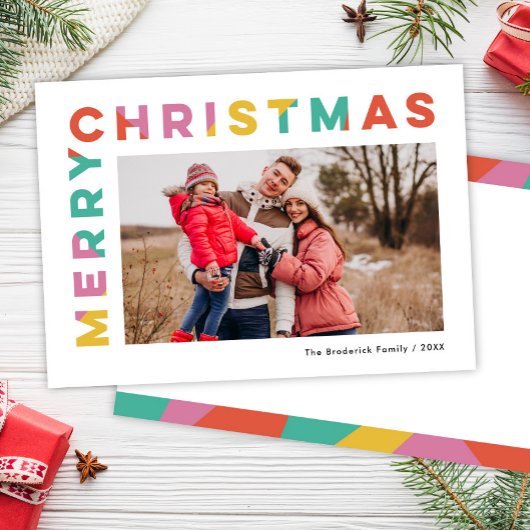 Vet Kleurrijke Vrolijke Kerstmisfoto Feestdagenkaart