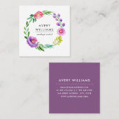 Vet Kleurrijke Waterverf Bloemkrans | Wit Vierkante Visitekaartje (Voorkant / Achterkant)