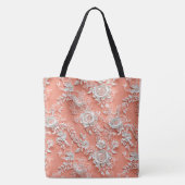 Vet Koraal Bloemen Kant Grote Schouder Tas (Achterkant)