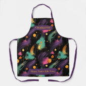 Vet Kosmisch Abstract Schort met Aangepaste Naam (Voorkant)