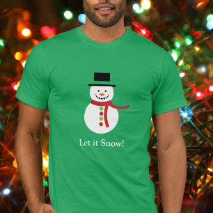 Vet LAAT HET SNEEUWEN Kerst Glimlachende Sneeuwman T-shirt