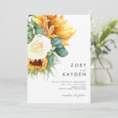 Vet land Zonnebloem | Alles in één bruiloft Kaart (Staand voorkant)