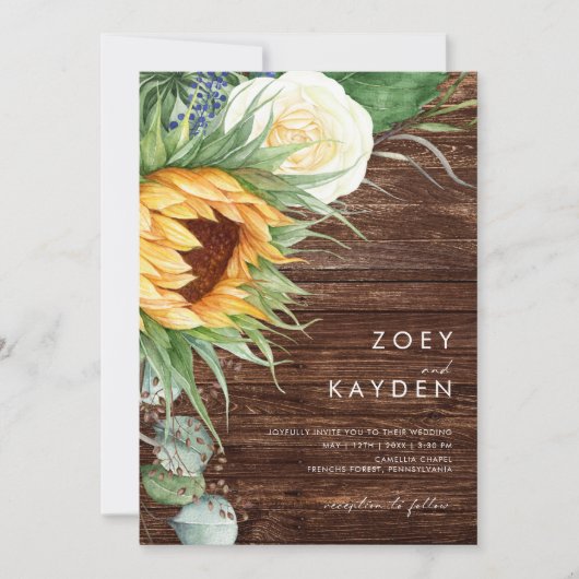 Vet land Zonnebloem | Casual houtwuwschap Kaart (Voorkant)