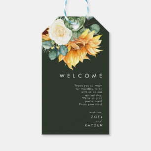 Vet land - Zonnebloem Donkere groene bruiloft Welk Cadeaulabel
