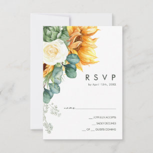 Vet land Zonnebloem   Donkergroen huwelijk RSVP Kaartje