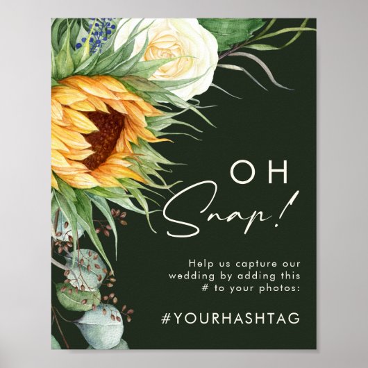 Vet land Zonnebloem Donkergroen Oh Snap Hashtag Poster (Voorkant)