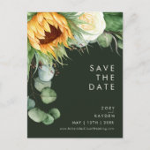 Vet land Zonnebloem | Donkergroen sparen de datum Uitnodiging Briefkaart (Voorkant)