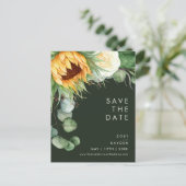 Vet land Zonnebloem | Donkergroen sparen de datum Uitnodiging Briefkaart (Staand voorkant)