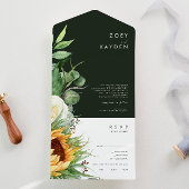 Vet land Zonnebloem | Donkergroen zegel en verzend All In One Uitnodiging