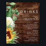 Vet land Zonnebloem | Drinken voor houtwuwen Poster<br><div class="desc">Deze vette zonnebloem | drink poster voor houtbruiloft is perfect voor je gewone boho zomertuin voor een bruiloft. Het ontwerp is voorzien van een bouquet van waterverf gele gouden en rustige oranje zonnebloemen, elegante moderne groene eucalyptusgroen en een wit ivoor roos. Het ontwerp is ideaal voor een casual bruiloft met...</div>
