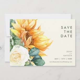 Vet land Zonnebloem Horizontaal lichtgeel Save The Date