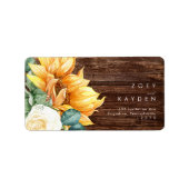 Vet land Zonnebloem | Hout bruiloft RSVP-adres Etiket (Voorkant)